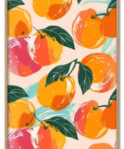 Peach pattern with different colors fruit plant food.