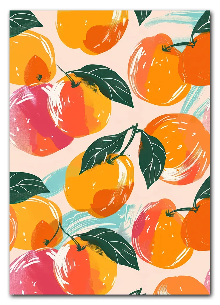Peach pattern with different colors fruit plant food.