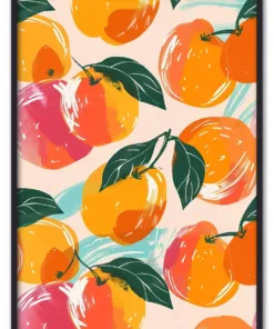 Peach pattern with different colors fruit plant food.