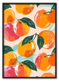 Peach pattern with different colors fruit plant food.