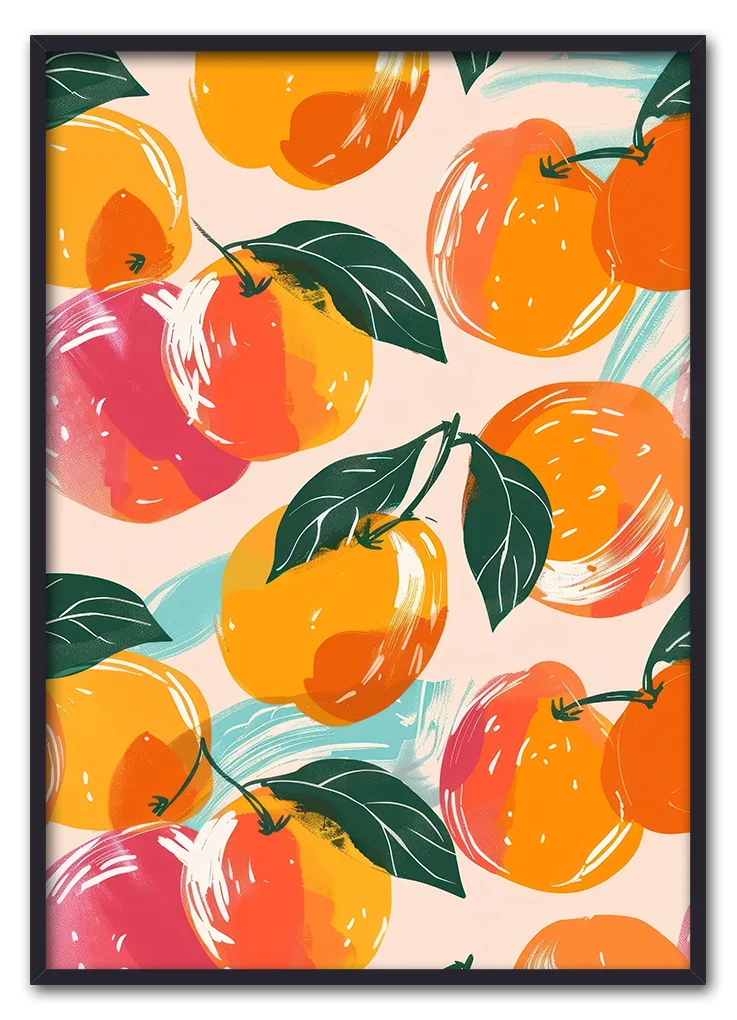 Peach pattern with different colors fruit plant food.