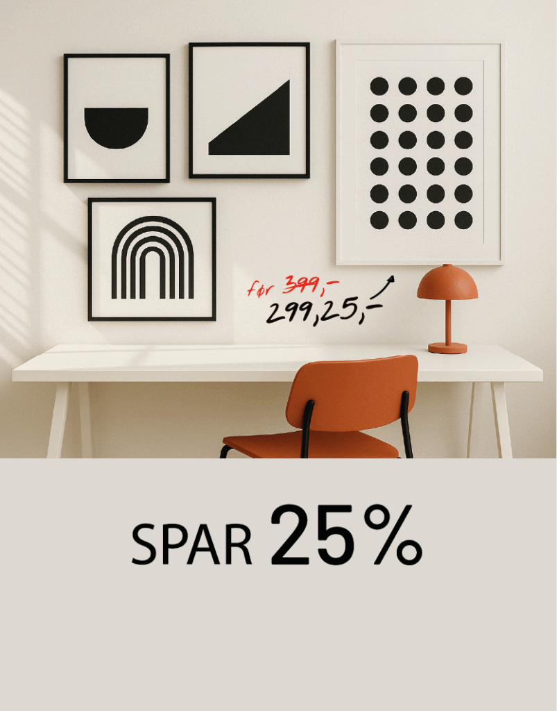 Samlet sort, hvid, eg. Spar penge på billedrammer.