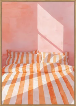 Bettgeschichten orange-rose gestreift