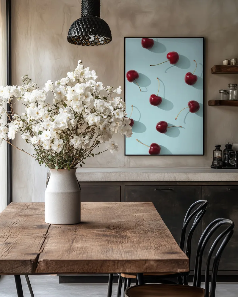 Cherries on turquoise background_Int 1