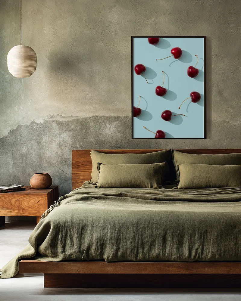 Cherries on turquoise background_Int 2