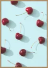 Cherries on turquoise background