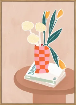 Flower With a Checkered Red Vase