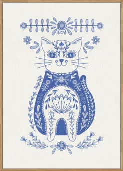 Folksy Cat Blue