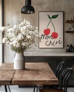 Alternative view of Mon Cheri Cherry Typography Poster