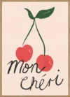 Mon Cheri Cherry Typography Poster