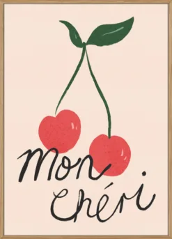 Mon Cheri Cherry Typography Poster