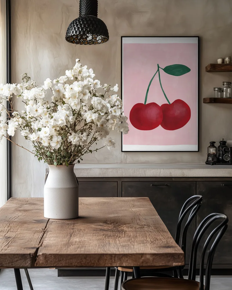 Red Cherries with a Green Leaf_Int1