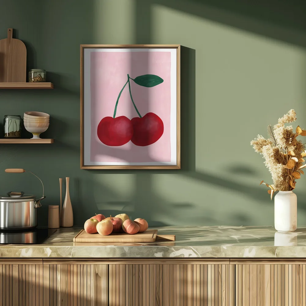 Red Cherries with a Green Leaf_Int2