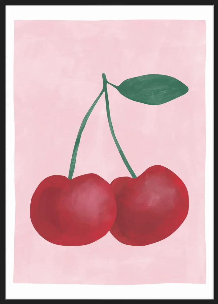 Red Cherries with a Green Leaf_Sort