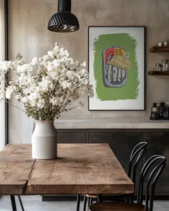 Alternative view of Sardine Can on Green Paint