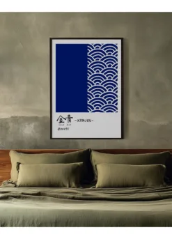 Alternative view of Traditional Japanese wave pattern and calligraphy 2