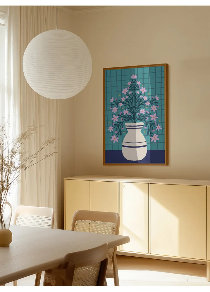 Turquoise Flowers In a Vase_Int1