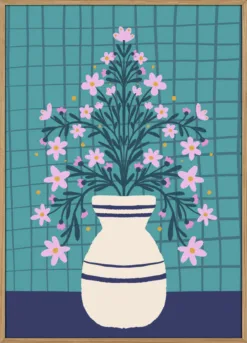 Turquoise Flowers In a Vase