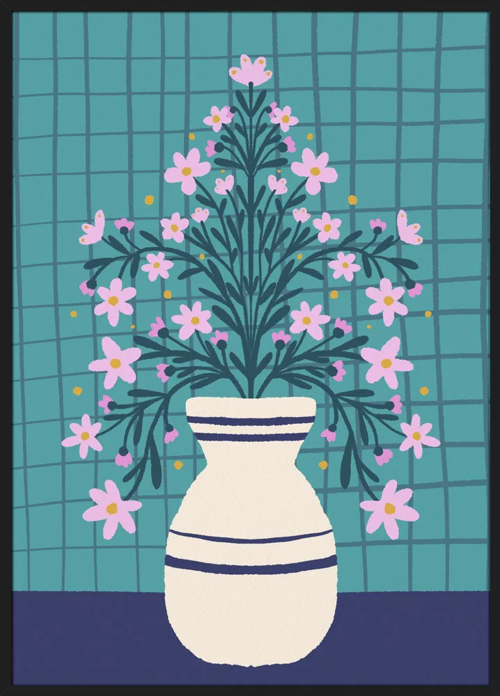 Turquoise Flowers In a Vase_Sort