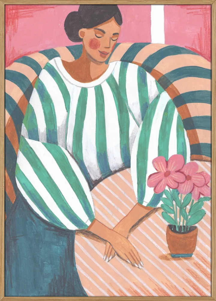 Woman in stripes in thought_Massiv eg