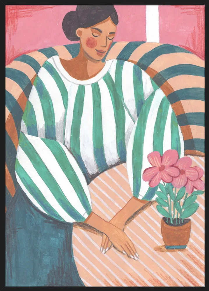 Woman in stripes in thought_Sort