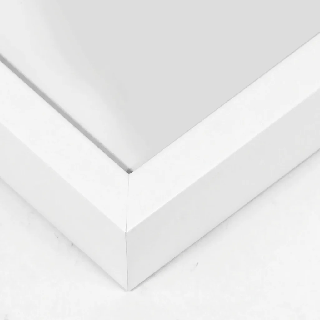 Et udsnit af en hvid billedramme