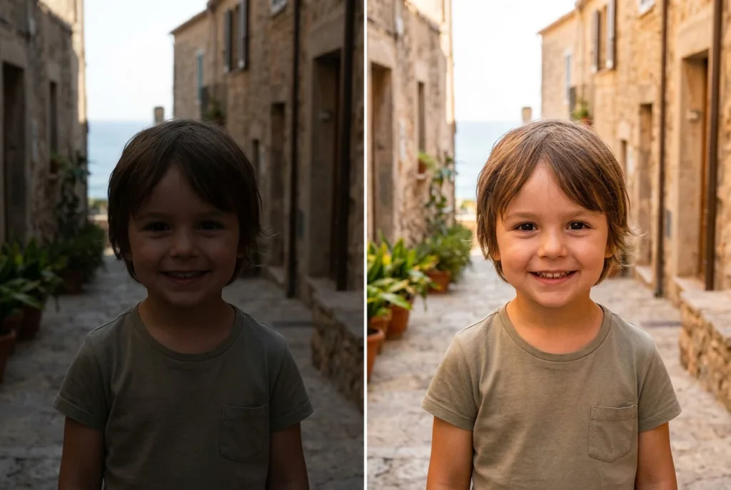 To ens motiver hvor det ene er redigeret, så det bliver lysere