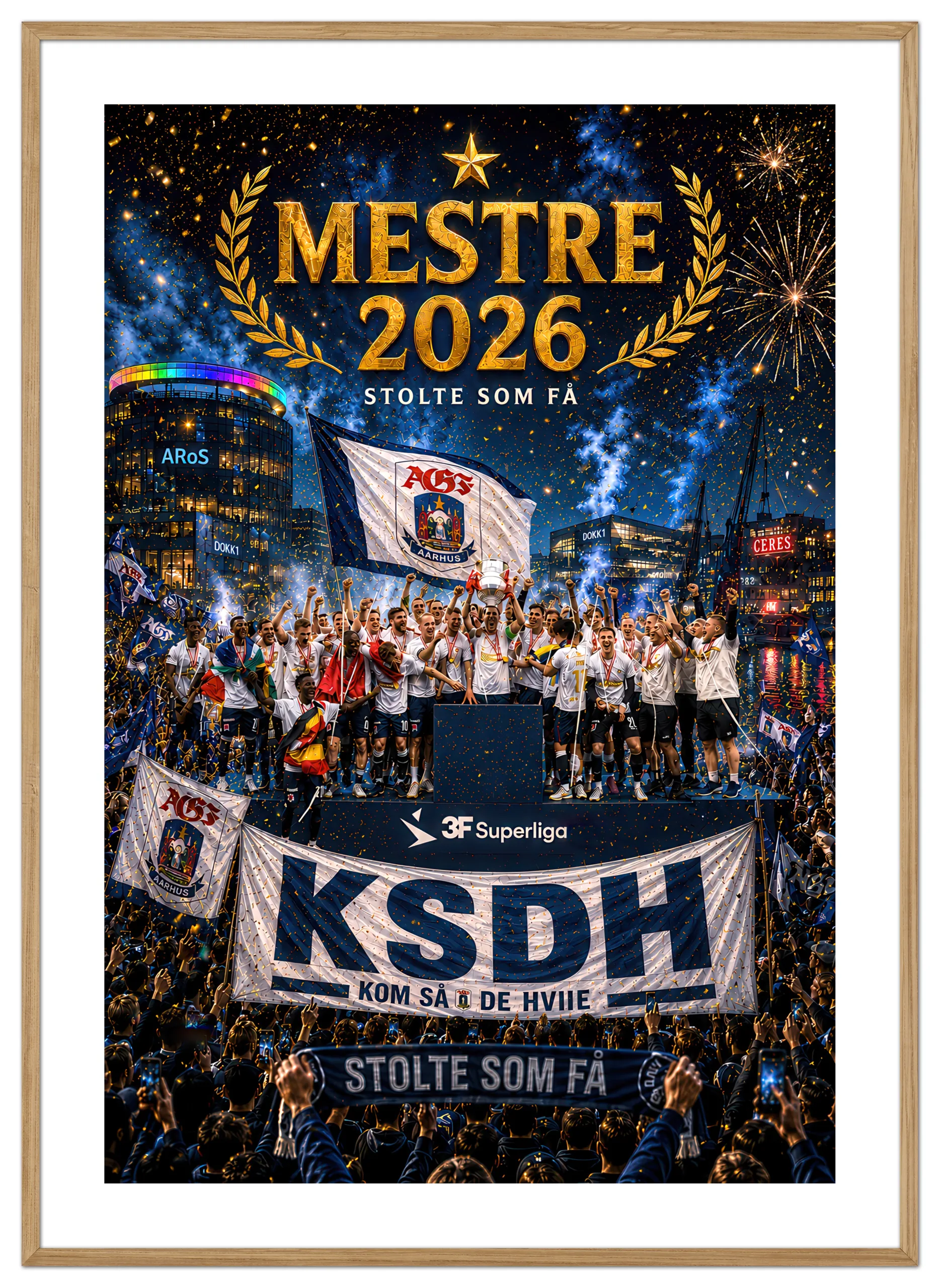 AGF 50x70 hvid kant MASSIV EG AGF plakat med egetræsramme.